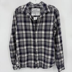 FRANK & EILEEN Barry Shirt Size M Crinkle Plaid Lightweight Cotton Button Up